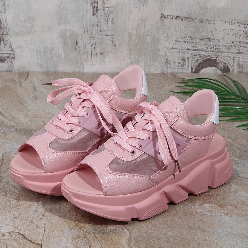 Bomlight/сетчатые сандалии Новинка 2019 года обувь с широко открытым носком на толстой