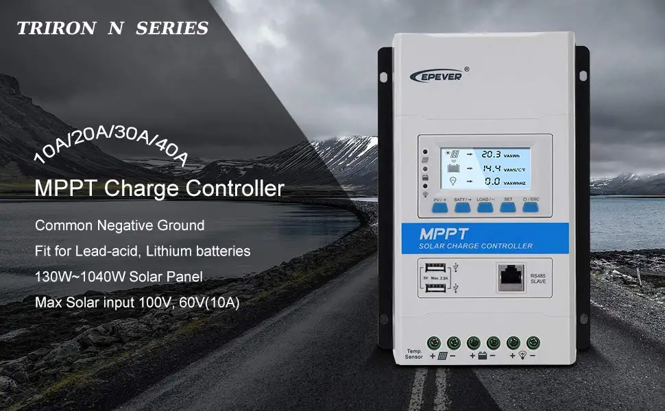 EPever 40A MPPT регулятором солнечного Зарядное устройство контроллера Triron4210N с DS2 и UCS модуль для свинцово-кислотные гелиевые литий-ионные батареи Dual USB 5V