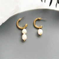 trendy elegant freshwater pearl simulated pearl long earrings pearls string statement drop earrings for wedding party gift