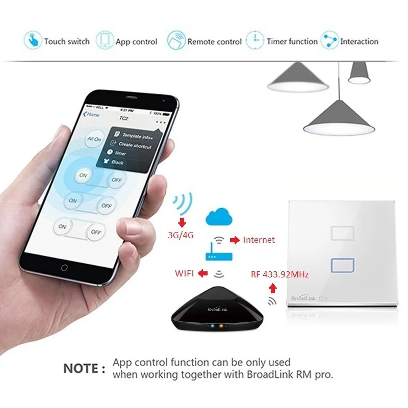 Broadlink RM Pro Универсальный беспроводной пульт дистанционного управления + TC2 ЕС 2 Gang