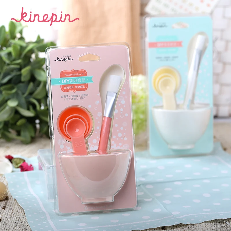 KINEPIN, 4 в 1, сделай сам, маска для красоты лица, миска для женщин, косметический инструмент для макияжа с кистью, смешанный шпатель, палочка, измерительная ложка, набор