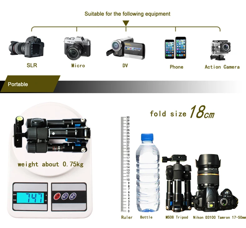 BEXIN MS08+ V-30 настольный мини-штатив портативный для телефона Автоспуск живая камера фотография SLR Малый