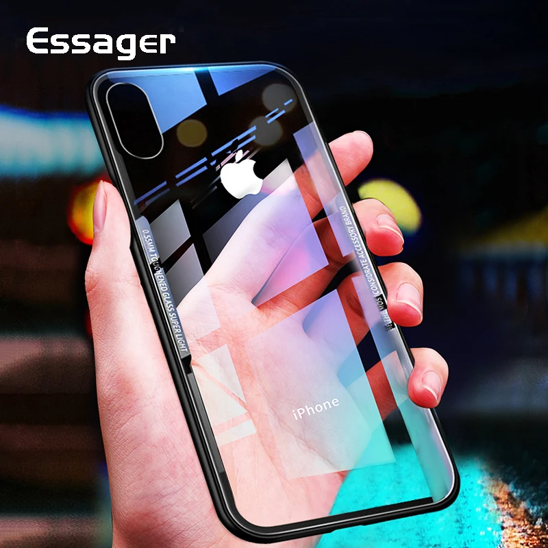Чехол Essager из закаленного стекла для iPhone XS Max XR X S 8 7 Plus Роскошный чехол 10 8Plus бампер