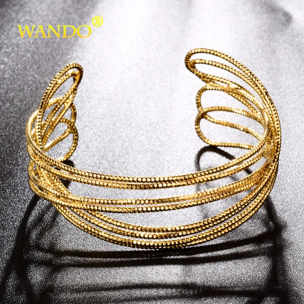 Женский и мужской браслет WANDO модный золотого цвета с цепочкой B18|bangle jewelry|men banglegold