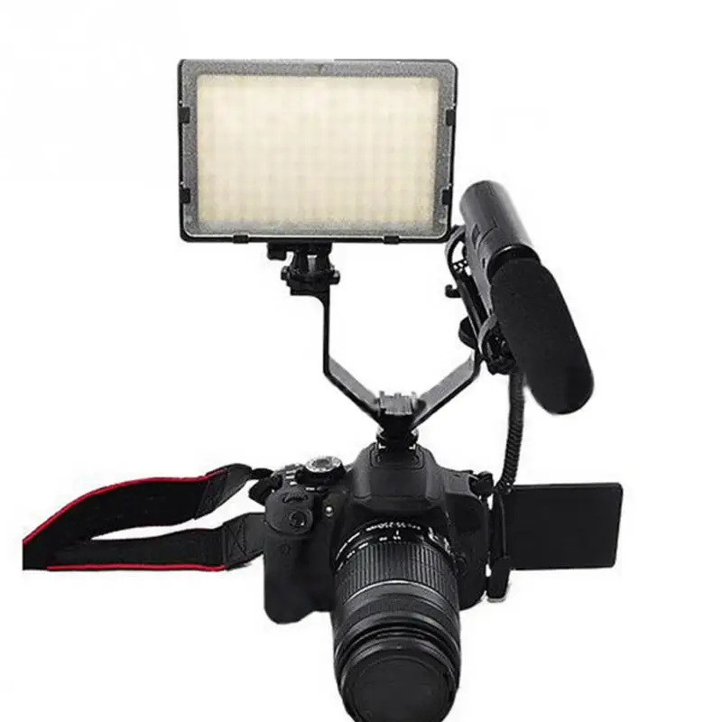 Держатель для камеры DSLR с тройным креплением и креплением Горячий башмак v-образная форма алюминиевый кронштейн для светодиодный видео светильник микрофоны