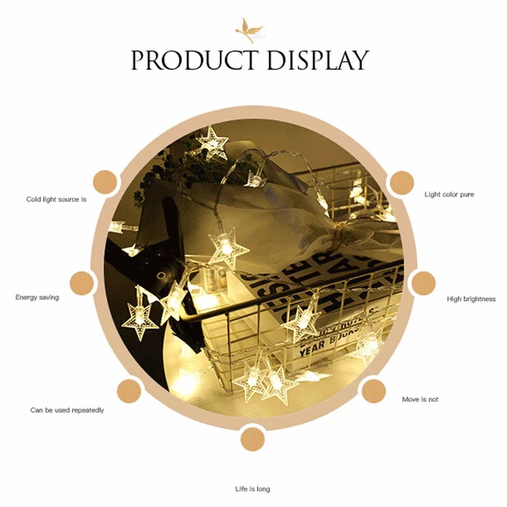 Светодиодный форма пентаграммы строки вечерние Свадебная вечеринка окна Шторы