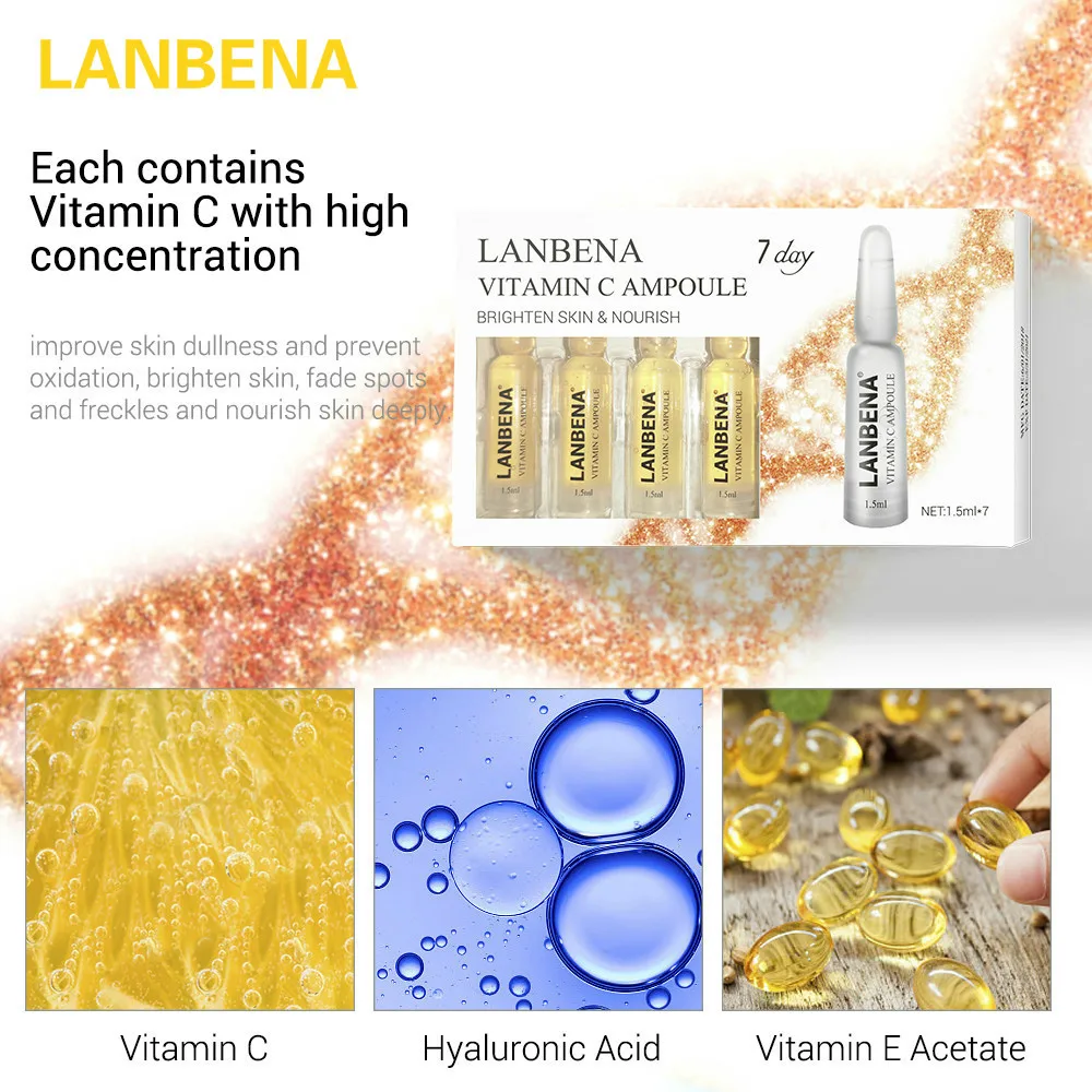 Сыворотка LANBENA с витамином С удаляет темные пятна ампулы для лица против старения