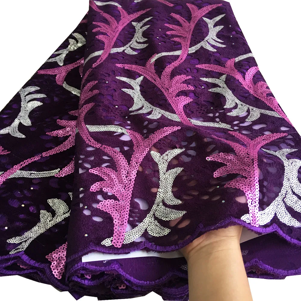 Двухцветная кружевная ткань с блестками и африканским кружевом 2019 бархатная