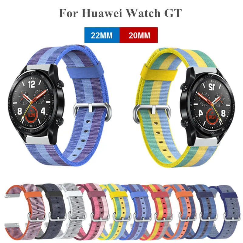Ремешок нейлоновый спортивный для наручных часов браслет Huawei Watch GT Samsung Galaxy Active 46