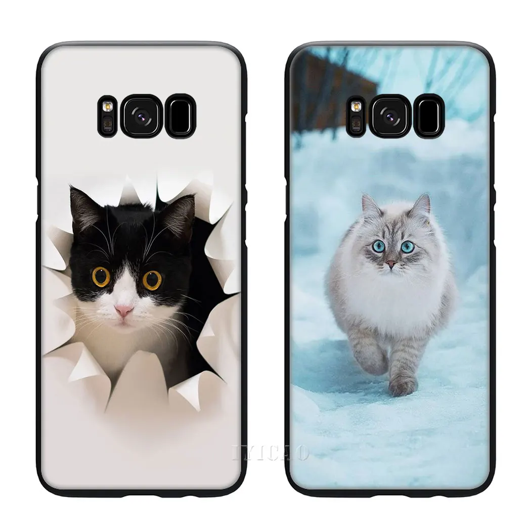 IYICAO Small animal cat Soft Silicone Case for Samsung Galaxy S10 S9 S8 Plus S10e S6 S7 Edge Phone |