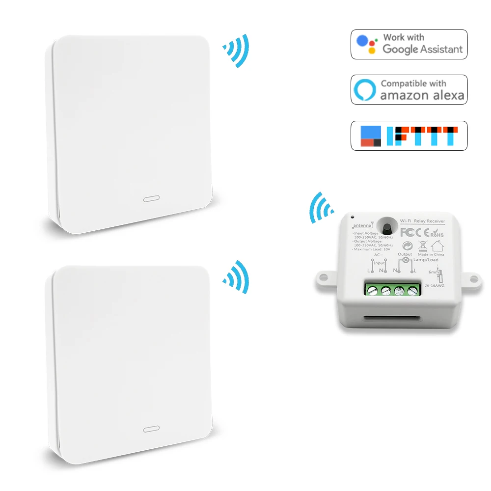 Крошечный Wi-Fi переключатель розетка модуль с дистанционным управлением приложение для беспроводного переключателя таймер Голосовое управление Google Home Amazon Alexa Echo IFTTT - Цвет: 2 switch 1 Receiver