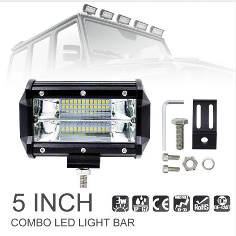 

2Pcs 5 Inch 72 W LED Lamp Lights Bar Fog Lights Waterproof Driving Work Light Off Road Lights for SUV UTV ATV Truck 4WD