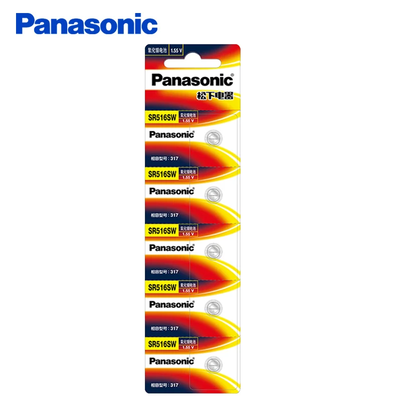 Оригинальный Panasonic 10 шт./лот SR516SW батареи с серебряными оксидными кнопками 317 LR516 5 8