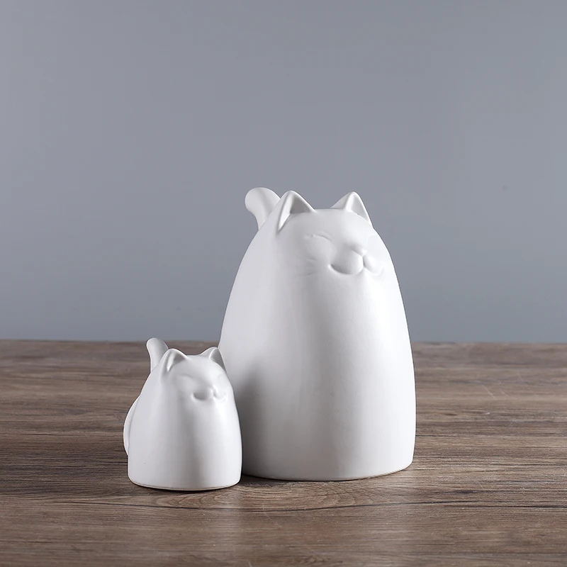 Креативные керамические фигурки животных белые и черные маленьких кошек