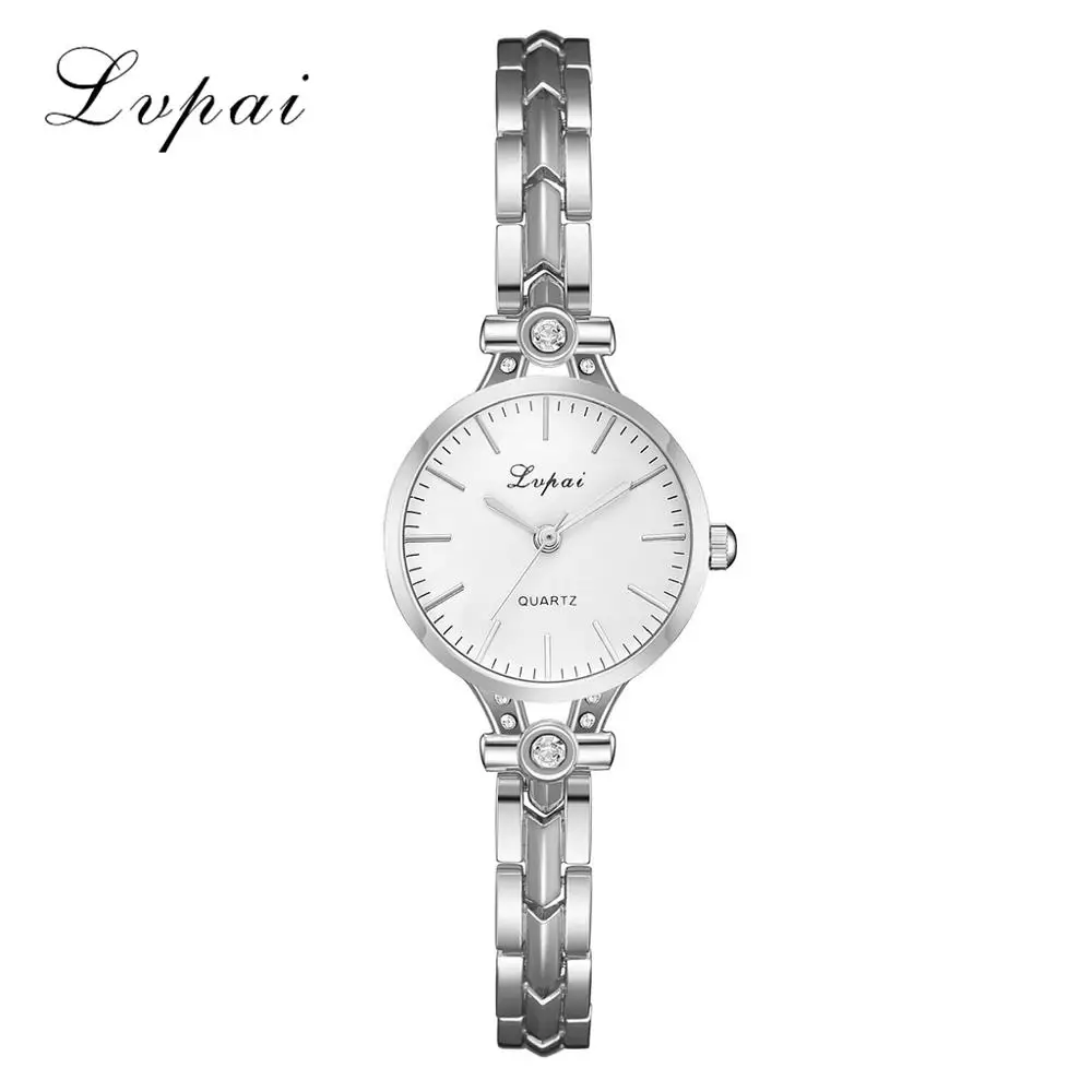 Silver White Lvpai бренд розовое золото кварцевые часы для женщин со стразами роскошные часы с браслетом дамское платье хрустальные наручные часы relogio bayan saat - Цвет: Silver White