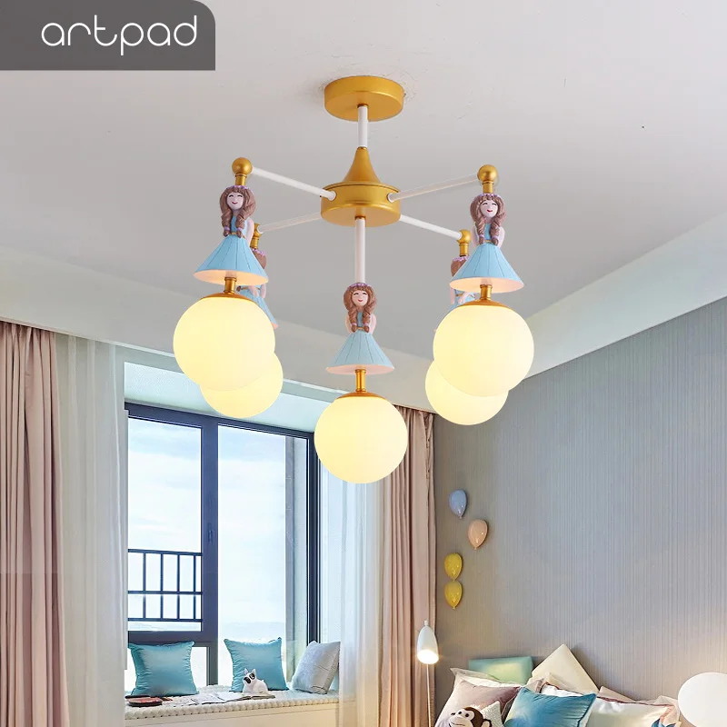9 Head Cartoon Pendant lamp Hanging Light With Princess Doll Girls Children Room Deco Warm Home Suspension Fixture | Лампы и освещение
