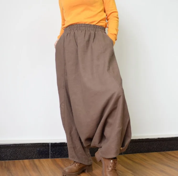 Женские длинные брюки с высокой талией Свободные повседневные брюки-султанки