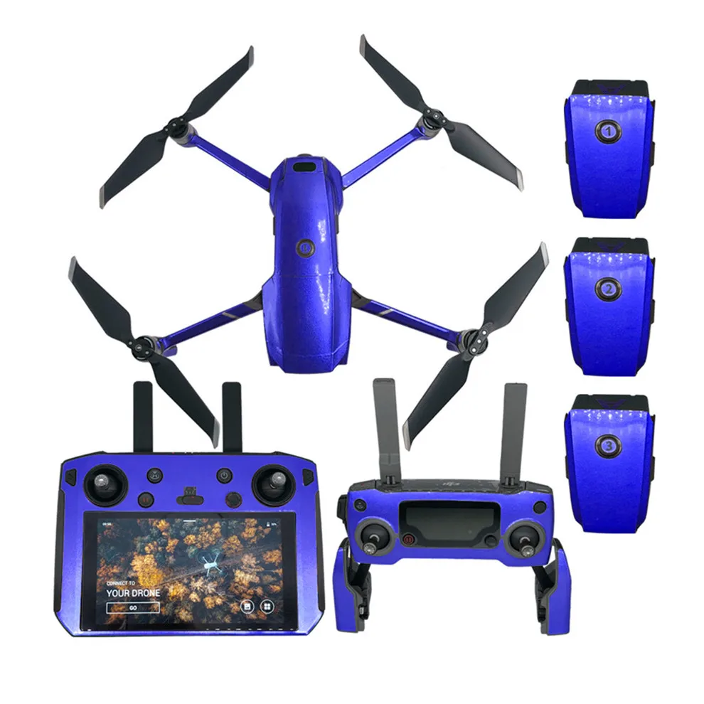 Темно-синий Наклейка Водонепроницаемая наклейка для DJI Smart контроллер Роскошные наклейки Кожа для DJI MAVIC 2 Pro& Zoom Дрон аксессуар 4 батареи - Цвет: Темно-синий