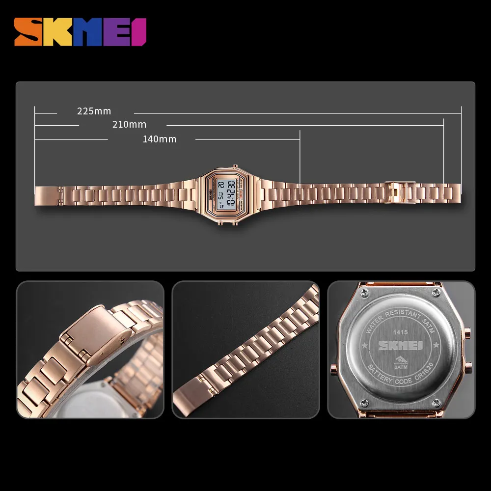 SKMEI женские цифровые спортивные часы модные роскошные наручные с будильником