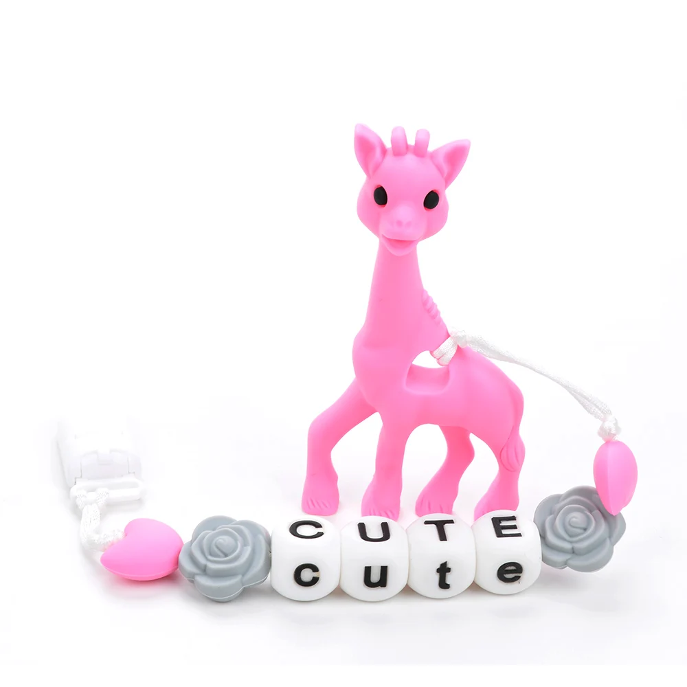 05 Силиконовый жираф, прорезыватель, соска, клипса, жираф, Прорезыватель для зубов, детская переноска, пищевые украшения, Детские Прорезыватели, игрушки, аксессуары - Цвет: 05
