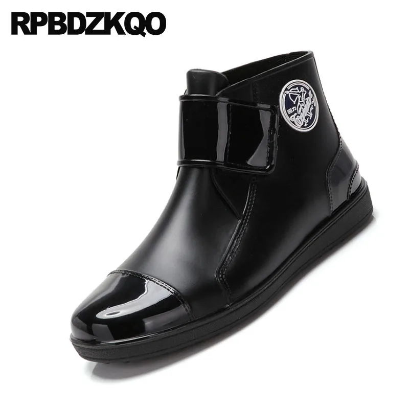 Черные Водонепроницаемые ботинки с круглым носком для дождливой погоды