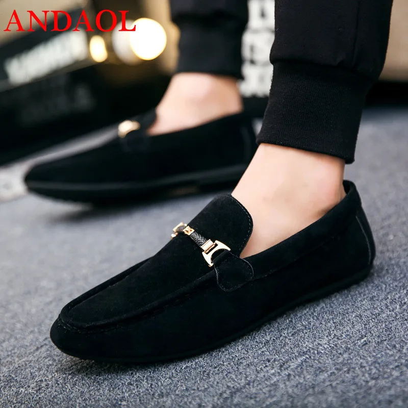 

ANDAOL Men's Canvas Casual Shoes Top Quality Soft Solid Non-Slip Driving Loafers Luxury Slip-On Designer Business Office shoes