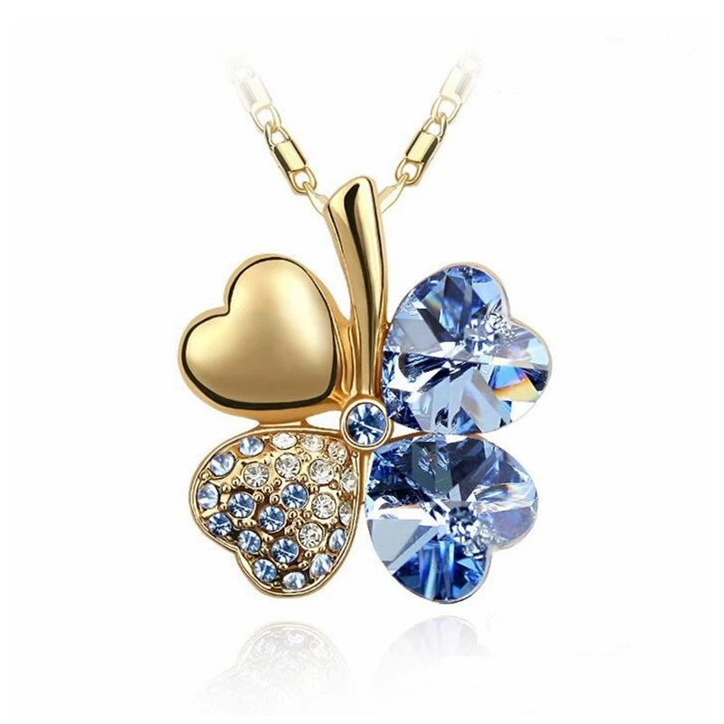 Labekaka ожерелье в форме сердца синие Подвески виде четырехлистного клевера