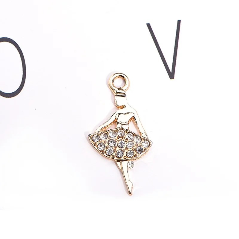 gold ballerina 01 Очаровательная балерина, металлические подвески, сплав, танец, балет, планировщик, Шарм для женщин, для изготовления украшений вручную, подвеска, подарки для девочек, 5 шт - Окраска металла: gold ballerina 01