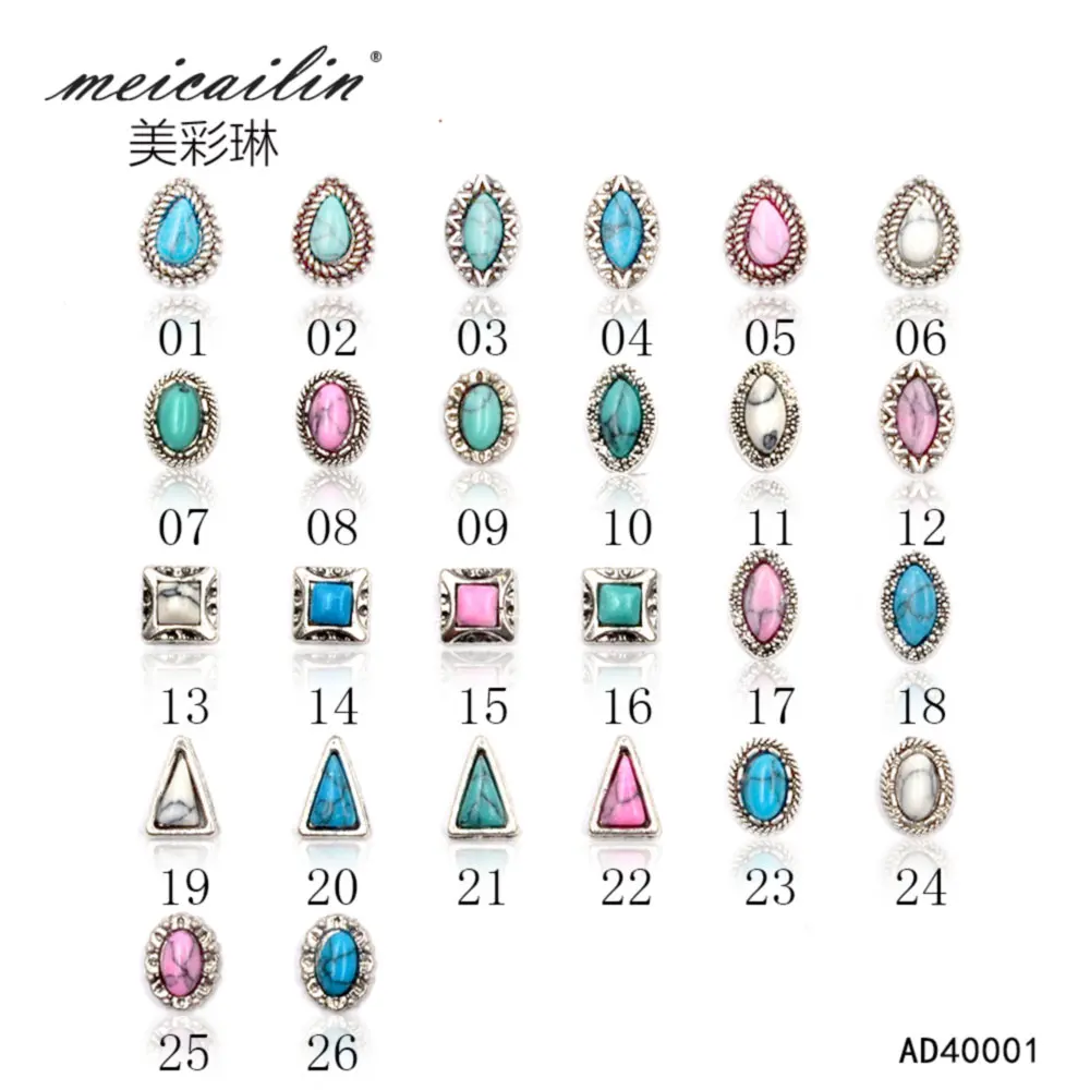 Meicailin 10 _ Серебряный 3d металлический сплав украшения для ногтей Новое поступление