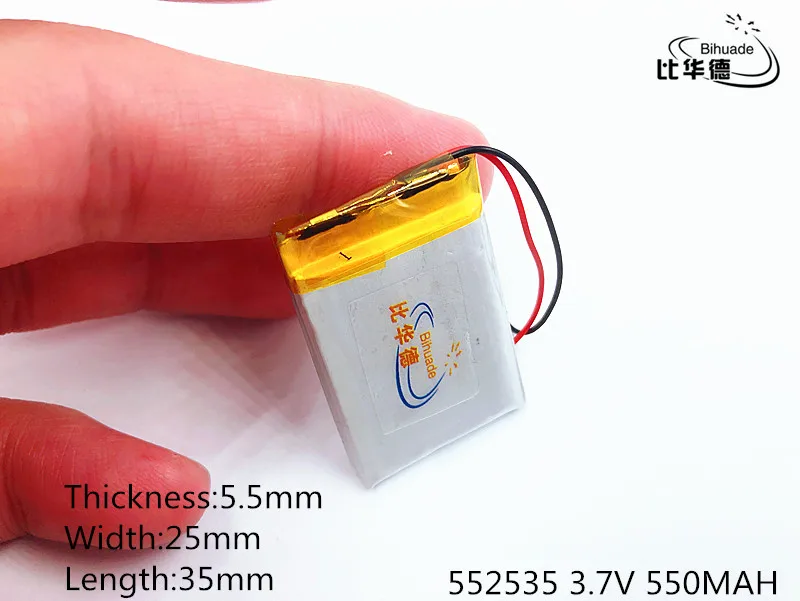 Li Po (1 шт./лот) полимерная литий ионная батарея 3 7 в 550 мАч 552535 CE FCC ROHS MSDS сертификация