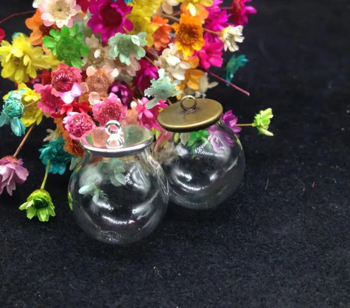 5 компл./лот 20*12 мм стеклянный шар с бронзовым основанием набор флакон кулон