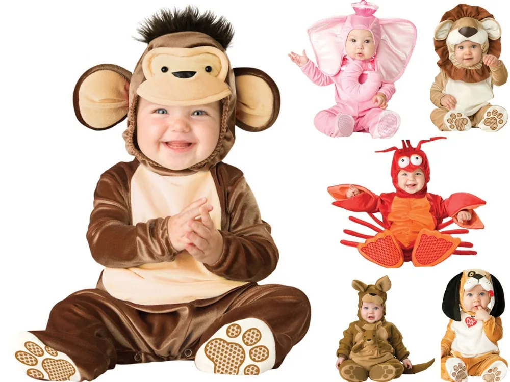 Комбинезон детский на осень/зиму в виде слона лобстера пингвина |