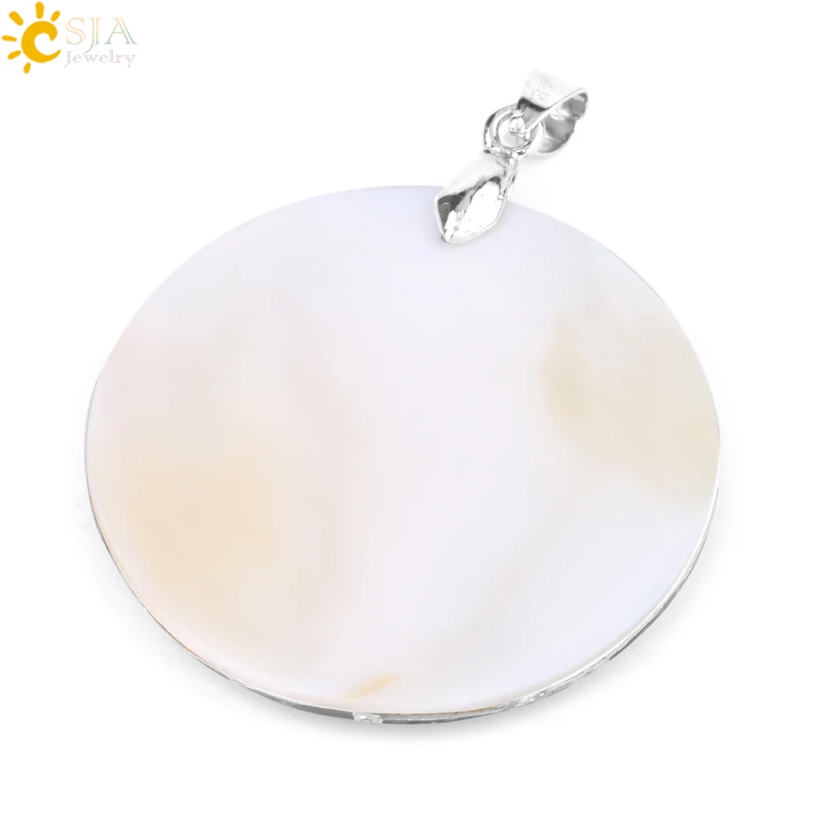 CSJA натуральный кулон в виде раковины абалона Радужная ракушка Круглая Плоская