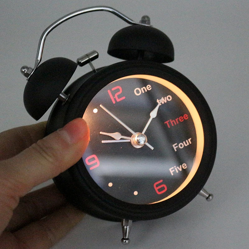 4 дюймовый черный металлический классический двойной Звонок тихий будильник