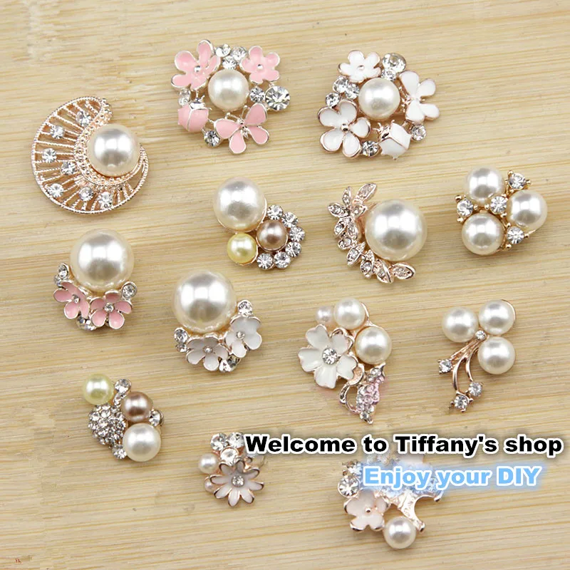 5 шт./лот DIY hairbow материал металлический сплав имитация жемчуга Стразы flatback