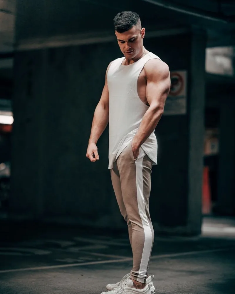 Khaki Alphalete брендовые осенне-зимние мужские спортивные штаны для фитнеса, модные хлопковые брюки-карандаш, брюки для бодибилдинга, высококачественные штаны для бега - Цвет: Khaki