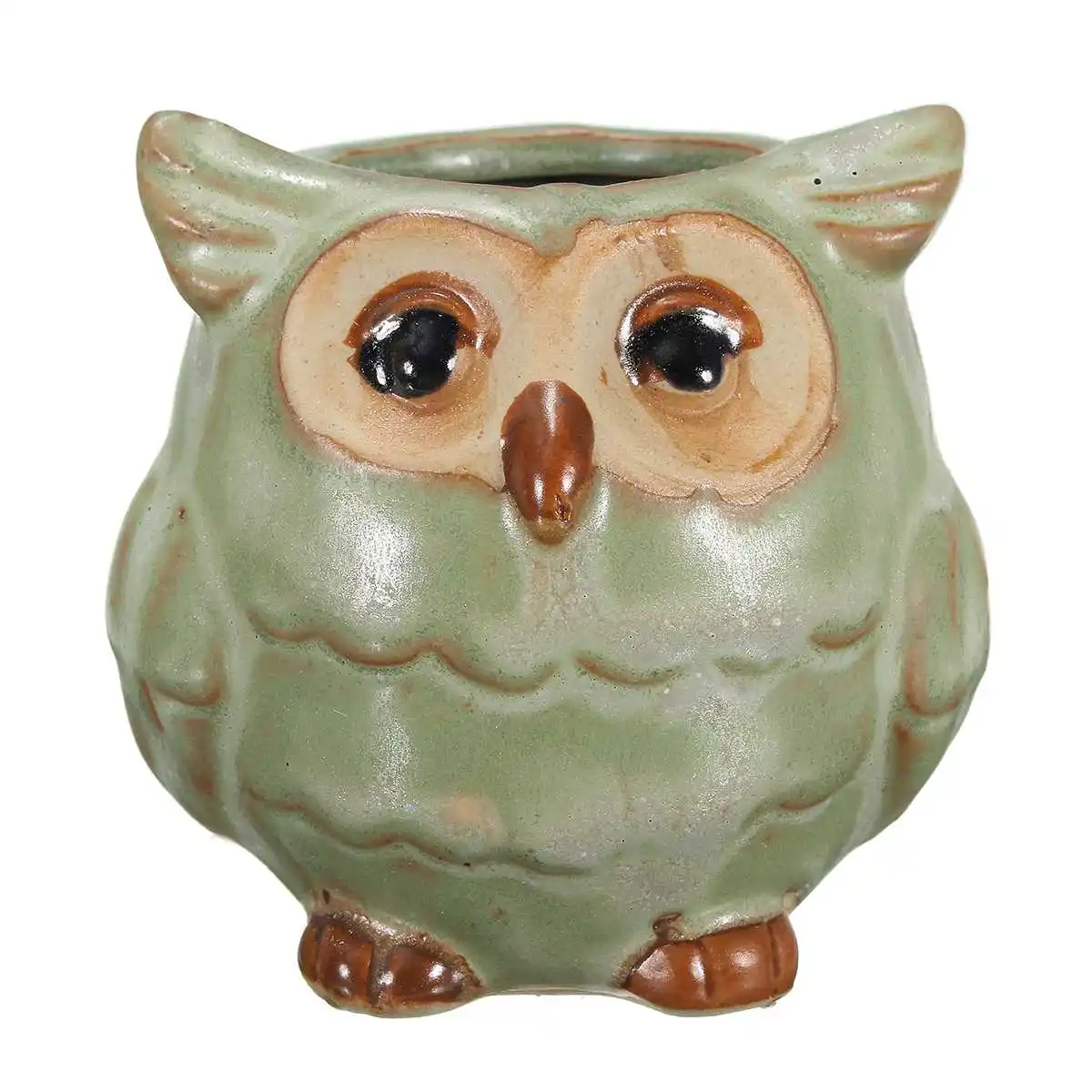 Kawaii Fat Owl керамические цветочные горшки для мясистых суккулентов растение в животном стиле плантатор домашний сад украшение офиса - Цвет: Белый
