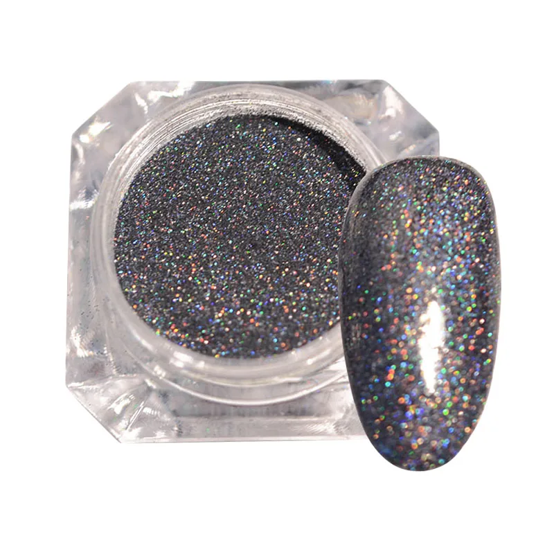 Волшебное зеркало черный лак для ногтей Блестящий хромовый пигмент пыль DIY