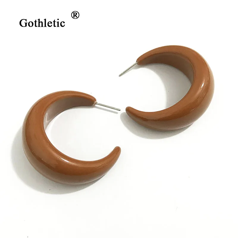 Серьги кольца Gothletic коричневые/красные 35 мм серьги из смолы для женщин модные