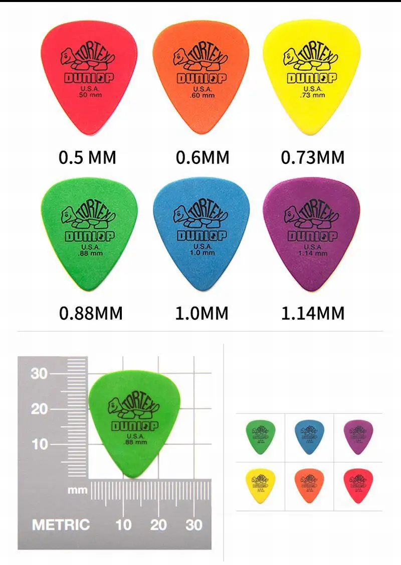 6pcs/set Dunlop Tortex Guitar Picks Standard Classic Mediator Acoustic Electric Bass Ukulele Pick musical instrument | Спорт и