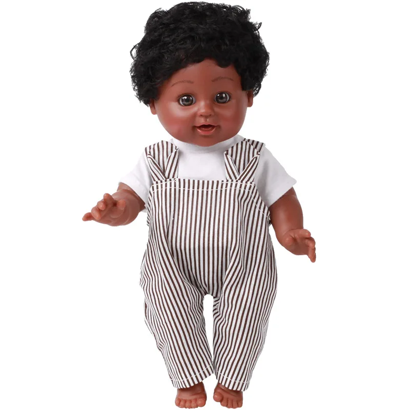

35CM African Black Doll Handmade Silicone Vinyl Adorable Lifelike Toddler Reborn Baby Doll Kids Toys Gifts Boy Girl