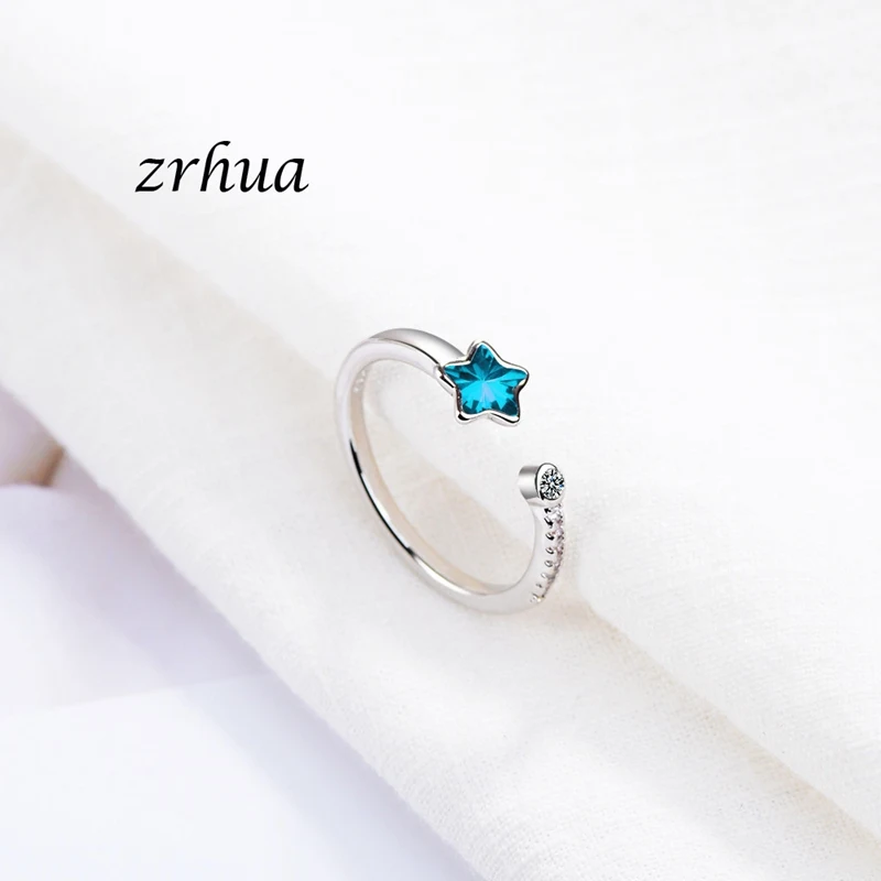 ZRHUA ювелирные изделия 925 серебряные кольца для женщин модные простые со звездой
