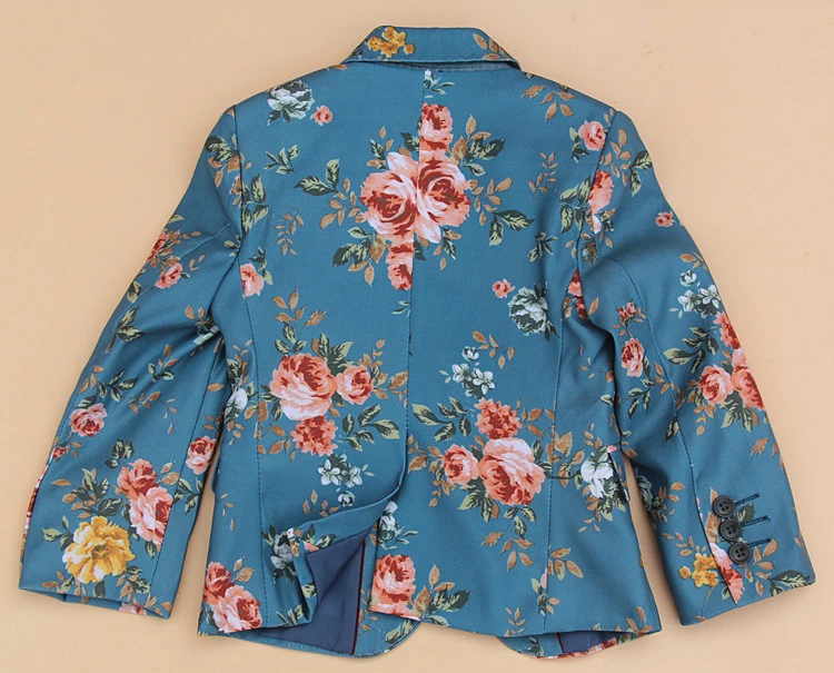 Костюм для мальчиков блейзер с цветочным принтом жилет однотонные брюки