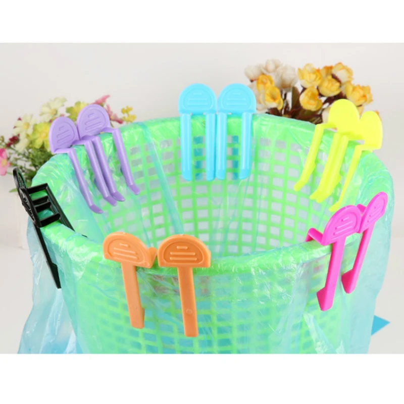 10 шт./лот пластиковые зажимы для мусорных мешков фиксированный мусорный ящик