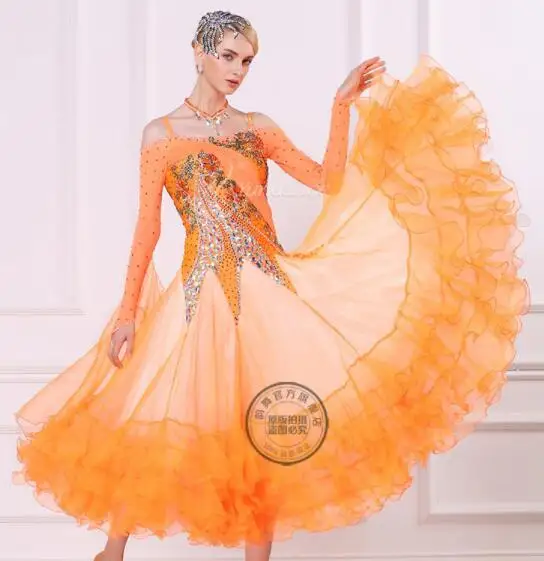 Оранжевый горный хрусталь на заказ стандартный бальный Вальс Танго Фокс Трот