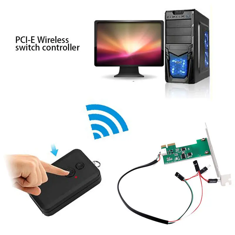

Mini PCI-e Desktop PC Remote Controller 20m Wireless Restart Switch Turn On/OFF For Desktop Computer