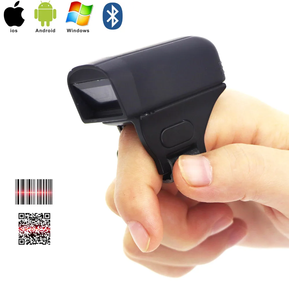 Беспроводной мини сканер штрих кода RS40 с кольцом Bluetooth 2D и Qr кодом|Сканеры| |