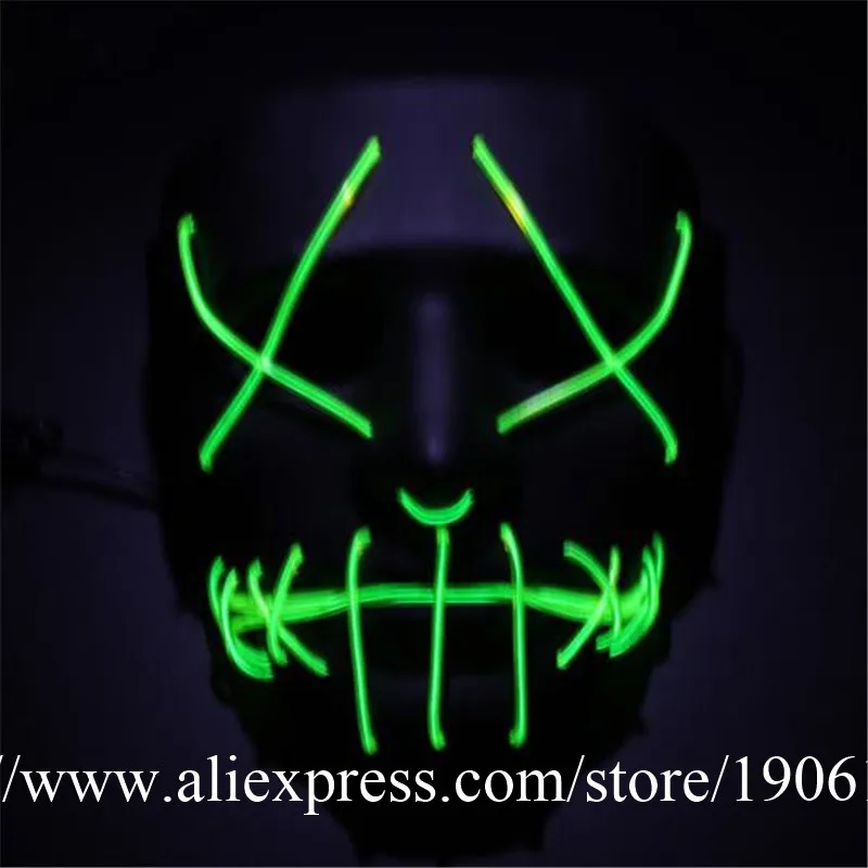 Разноцветная светящаяся маска для Хэллоуина мигающая EL Wire маскарада смерти 10