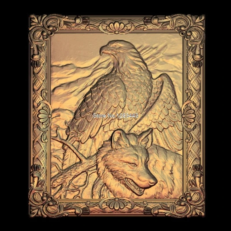 4 шт. 3d модель Panno_eagle_wolf рельефом для ЧПУ формат STL рельефная животных фрезерный