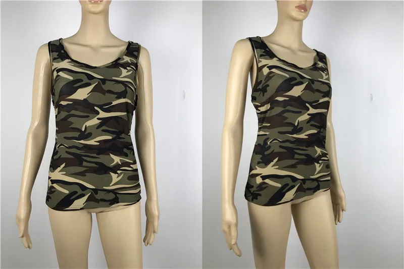 Повседневная камуфляжная футболка без рукавов, Женская Сексуальная футболка с u-образным вырезом и открытой спиной из смесового хлопка, свободная футболка размера плюс 5XL, 7 цветов, майка, Новинка